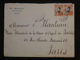 BK7 INDOCHINE  BELLE LETTRE 1913 HANOI A PARIS FRANCE ++AFFRANCH. INTERESSANT++ - Cartas & Documentos