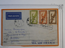 BK7 INDOCHINE  LETTRE 1936 PAR AVION  GRIFFE SAIGON  MARSEILLE A ARCACHON  FRANCE ++AFFRANCH. INTERESSANT++ - Briefe U. Dokumente