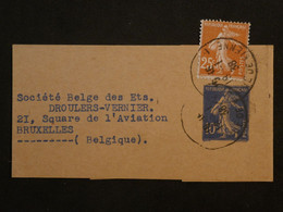 BK7 FRANCE BELLE BANDE JOURNAL ENTIER SEMEUSE 1938  POUR BRUXELLES BELGIQUE ++AFFRANCH. INTERESSANT++ - Streifbänder