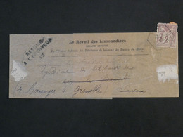 BK7 FRANCE BELLE BANDE JOURNAL ENTIER SEMEUSE 1900  POUR AIX REDISTRIB. A GRENOBLE  +CHEXAGONAL +AFFRANCH. INTERESSANT++ - Bandas Para Periodicos