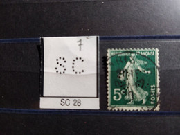FRANCE TIMBRE SC 28  INDICE 7 SUR 137 PERFORE PERFORES PERFIN PERFINS PERFORATION PERCE  LOCHUNG - Used Stamps