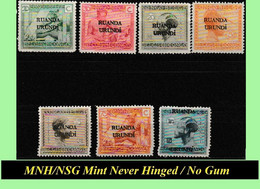 1924+25 ** RUANDA-URUNDI RU 050/060 MNH/NSG SMALL VLOORS [I] SELECTION  ( X 7 Stamps ) [ NO GUM ] INCLUDING RU 075 - Nuevos