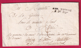 MARQUE ARMEE ITALIE 2EME DIVISION CONTRESEING CONSEIL ADMINISTRATION 18 EME REGIMENT DE DRAGON POUR PARIS LETTRE COVER - Army Postmarks (before 1900)