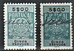 Fiscal/ Revenue, Portugal 1940 - Estampilha Fiscal -|- 5$00 - COLOR VARIANT - Is The Stamp Of The Right - Gebruikt