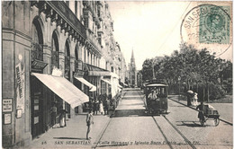 CPA Carte Postale Espagne San Sebastián Calle Hernani Y Iglesia BuenPastor 1910VM61134ok - Guipúzcoa (San Sebastián)