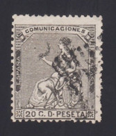 ESPAÑA, 1873 Edifil. 134, 20 C. Negro Grisáceo, - Usati