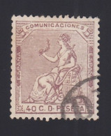 ESPAÑA, 1873 Edifil. 136, 40 C. Castaño Violeta, [Mat. Francés, "Payé Destination.] [Bien Centrado.] - Gebruikt