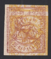 ESPAÑA,  1874 Edifil 143+147 MH, [Ensayos De Color, Doble Impresión, 25 C Castaño + 2 C. Amarillo.] - Unused Stamps