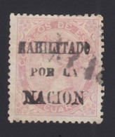 ESPAÑA, 1868 Edifil 90, 19 Cu. Rosa, [Habilitado Por La Nacion, Valladolid.] - Usati