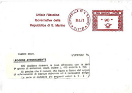 SAN MARINO - 1973 Ufficio Filatelico Governativo Cifra Con Asterischi - Ema Red Meter Affrancatura Rossa A Stampa - 2070 - Lettres & Documents