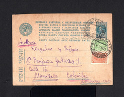 9169-RUSSIA-OLD SOVIETIC POSTCARD MOSCOW To MANIZALES (colombia).1934.Russland.RUSSIE Carte Postale.POSTKARTE - Covers & Documents