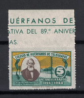 España / Spain 1944, Colegio De Huérfanos De Telegrafos, 5 Ptas **, MNH, Margin - Charity