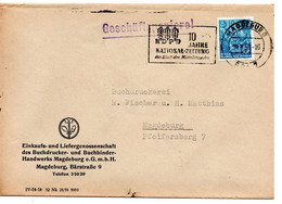 63085 - DDR - 1958 - 10Pfg Fuenfjahrplan EF A OrtsBf MAGDEBURG - NDPD 10 JAHRE NATIONAL-ZEITUNG ... - Covers & Documents