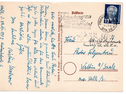 63090 - DDR - 1952 - 12Pfg Pieck EF A AnsKte HALLE - MIT DEM VOELKERKONGRESS ... DEUTSCHES FRIEDENSKOMITEE -> Wettin - Covers & Documents