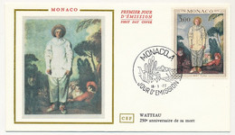 MONACO => Env FDC Soie - 3,00 WATTEAU - Monaco-A  18/1/1972 - FDC