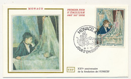 MONACO => Env FDC Soie - 2,00 Berthe Morizot, Le Berceau - Monaco-A  18/1/1972 - FDC