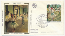 MONACO => Env FDC Soie - 1,00 DEGAS, La Classe De Danse - Monaco-A  12/11/1974 - FDC