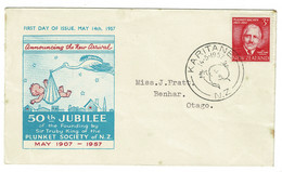 Ref 1581 - New Zealand 1957 Cover - 50th Anniv. Plunket Society - Special Karitane Postmark - Briefe U. Dokumente