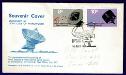 Ref 1581 - New Zealand 1971 FDC First Day Cover - Warkworth Satellite Station Postmark - Space Theme - Briefe U. Dokumente