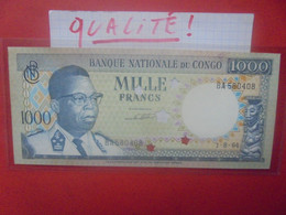 EX-CONGO BELGE 1000 FRANCS 1964 "Démonétisé" Peu Circuler (B.28) - République Démocratique Du Congo & Zaïre