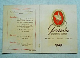 Calendrier De Poche/publicité/ 1949/ Chocolatier Godiva/ Bxl, Anvers, Knocke - Tamaño Pequeño : 1941-60
