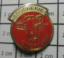 116b Pin's Pins / Beau Et Rare / ANIMAUX / VACHE BOEUF BOUCHERIE CHEVALIER - Animaux