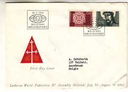 Finlande - Lettre FDC De 1963 - Oblit Helsinki - Valeur 2,50 Euros - Covers & Documents