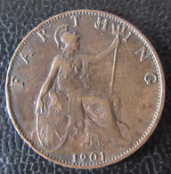 Grande-Bretagne / Great Britain - Monnaie 1 Farthing Victoria 1901 - B. 1 Farthing