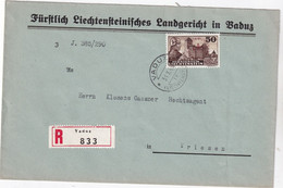 LIECHTENSTEIN LETTRE RECOMMANDEE DE VADUZ AVEC TIMBRE DE SERVICE 1940 - Dienstzegels