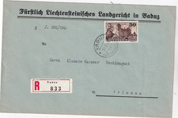 LIECHTENSTEIN LETTRE RECOMMANDEE DE VADUZ AVEC TIMBRE DE SERVICE 1940 - Service