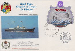 Enveloppe  FDC  1er  Jour    TONGA    Visite  Royale   Jubilé  D' Argent   Reine   ELISABETH   1977 - Tonga (1970-...)