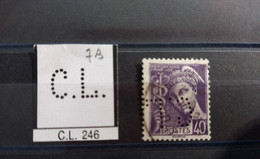 FRANCE TIMBRE  CL 246 INDICE 7 MERCURE PERFORE PERFORES PERFIN PERFINS PERFO PERFORATION PERFORIERT - Used Stamps