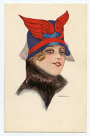 Delcampe - Illustrateur Italien,Nanni.jeune Femme Art Déco,chapeau,col De Fourrure.beautiful Girl.  T.B.E. - Nanni