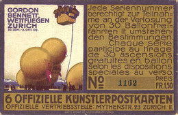 Ballons Gordon Bennett-Wettfliegen 6'er Serie Wettfliegen Zürich 1909 In Original Umschlag I-II - Unclassified