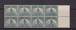 SOUTH  AFRICA    1941    Gold  Mine    1 1/2d  Green  And  Buff    Block  Of  8    MNH - Blokken & Velletjes