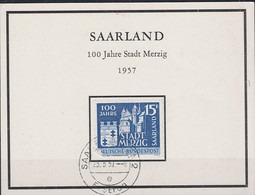 Saargebiet Saar Sarre - 100 Jahre Merzig Stadtrecht (MiNr: 401) 1957 - Ersttagskärtchen - Cartas & Documentos