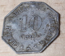 FRANCE 10 CENTIMES ALUMINIUM 11921 CHAMBRE SYNDICALE DES COMMERCANTS PERPIGNAN FRAPPE MEDAILLE - Monétaires / De Nécessité