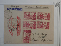 C  NOUVELLE CALEDONIE  BELLE  LETTRE  1939  1ERE LIAISON AERIEN. NOUMEA A SUVA  AU FIDJI !!!+ BLOC  4 N° 173  +++ - Cartas & Documentos