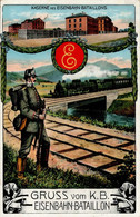 Regiment München 1915 Kaserne Des Eisenbahn Bataillons I-II (Bug) Chemin De Fer - Regiments