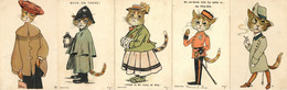Katzen Personifiziert Lot Mit 5 Künstler-Karten I-II (fleckig) Chat - Cats