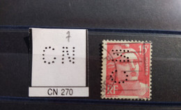 FRANCE TIMBRE CN 270 INDICE 7 SUR GAUDON PERFORE PERFORES PERFIN PERFINS PERFO PERFORATION PERFORIERT - Used Stamps