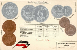 Kolonien Deutsch-Ostafrika Ansichtskarte Mit 9 Geprägten Münzen I-II (fleckig) Colonies - Ehemalige Dt. Kolonien