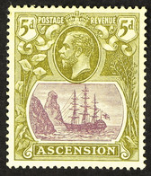 1924 5d Purple And Olive-green, Broken Mainmast, SG 15da, Fine Mint. Cat. Â£425. - Ascension