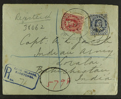 1903 Registered Cover To An Indian Army Officer, Baluchistan, India, Franked With 1899 Â½d On 1d Blue And 1902 1d Dull R - Cook Islands