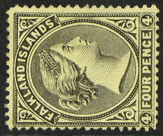 1885-91 4d Grey-black, Watermark Crown CA Sideways, SG 10, Mint With Large Part Original Gum. Cat. Â£450. - Falklandinseln