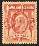 1904 5s Red, SG 50, Very Fine Mint. Cat. Â£225. - Falklandinseln