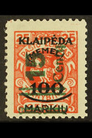 MEMEL - 1923 15c On 100m On 25c Scarlet SURCHARGE TYPE II With Thick Broad Figures (Michel 231 II, SG 84b), Fine Mint, E - Other & Unclassified