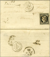 Plume / N° 3 Càd T 15 BEAUZE (53) 12 JANV. 49 + Cursive 53 / Triaucourt Sur Lettre Avec Texte Pour Auve. Au Verso, Dateu - 1849-1850 Ceres