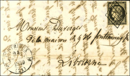 Grille / N° 3 Càd T 12 PONTRIEUX (21) Sur Lettre Avec Texte Pour Libourne. 1849. - TB / SUP. - R. - 1849-1850 Cérès