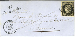 Grille / N° 3 Très Belles Marges Càd T 15 LONGUE (47) Cursive 47 / Vernantes Sur Lettre Avec Texte Pour Baugé. - SUP. -  - 1849-1850 Cérès